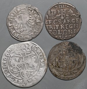 A set of 4 pieces from John Casimir's sixpence to Alexander's half-penny.