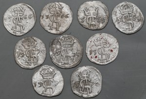 Set of 9 Vilnius two-denarii 1566-1570