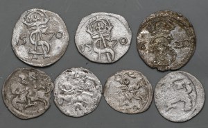 Set of 7 pieces of two-denarii and denarii of Vilnius of Alexander, Sigismund Augustus and Sigismund II Vasa