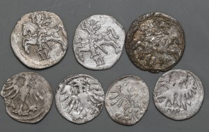 Set of 7 pieces of two-denarii and denarii of Vilnius of Alexander, Sigismund Augustus and Sigismund II Vasa