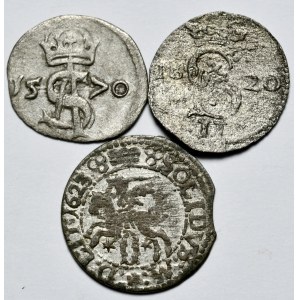 Zestaw 3 szt.- szeląg 1623, Wilno, dwudenar 1570 i 1620 Wilno
