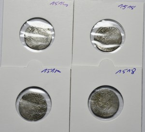 Sigismund I the Old, set of 4 half-pennies 1514-1518, Vilnius