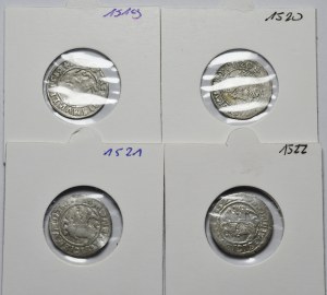 Sigismund I the Old, set of 4 half-pennies 1519-1522, Vilnius