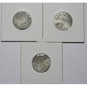 Zestaw 3 szt. grosz 1544, Brzeg, grosz 1545, Królewiec i 3 krajcary 1669, Brzeg