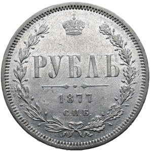 Rosja, Aleksander II, rubel 1877 СПБ HI, Petersburg