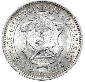 Germany, German East Africa, Wilhelm II, 1/4 rupee 1891