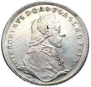 Austria, Salzburg, Jerome von Colloredo, Thaler 1785, Date punched from another vintage