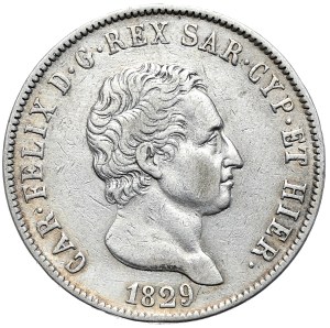 Sardinia, 5 lira, 1827, P