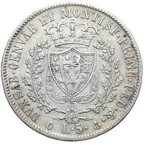 Sardynia, 5 lirów, 1827r., P