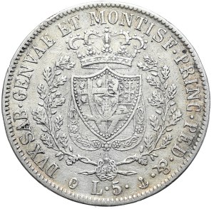 Sardinia, 5 lira, 1827, P