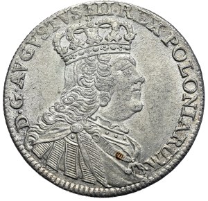 August III, crown orth 1755, Leipzig, youthful bust, rare in this vintage