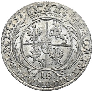 August III, crown orth 1755, Leipzig, youthful bust, rare in this vintage