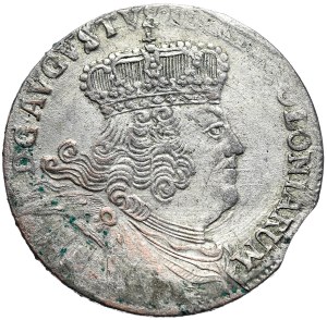 August III, Crown Ort 1754, Leipzig, wide bust