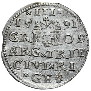Sigismund III Vasa, trojak 1591, Riga, large head
