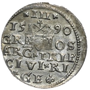 Zygmunt III Waza, trojak 1590 Ryga, mała głowa