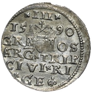 Sigismund III Vasa, trojak 1590 Riga, small head