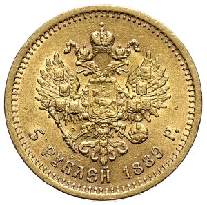 Russia, Alexander III, 5 rubles 1889, St. Petersburg, beautiful