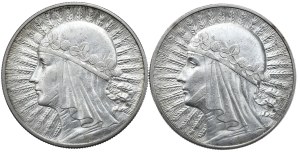 Second Republic, set of 2 pieces. - 10 gold 1932 with and without mark
