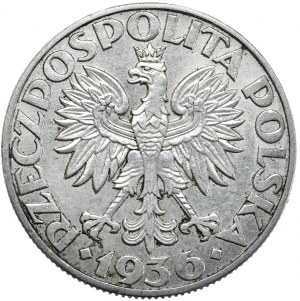 Second Republic, 5 gold 1936, sailing ship