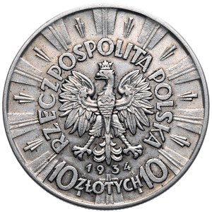 Second Republic, 10 zloty 1934 Pilsudski, official eagle