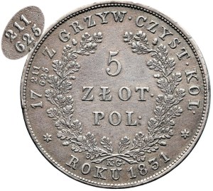 November Uprising, 5 gold 1831 KG, no fractional dash, Warsaw. Rarity !!!