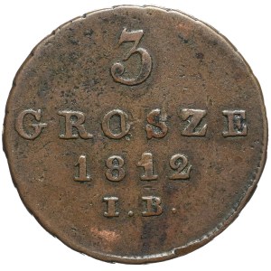 Księstwo Warszawskie, Fryderyk August I, 3 grosze 1812 IB