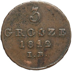 Duchy of Warsaw, Frederick Augustus I, 3 pennies 1812 IB
