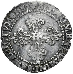 Henry Valois, 1/2 franc (demi franc) 1587 A, Paris
