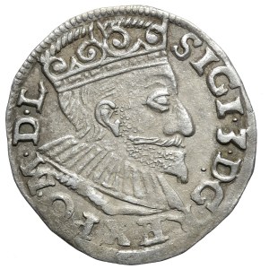 Zygmunt III Waza, trojak 1592, Poznań, szeroka twarz króla, data z lewej