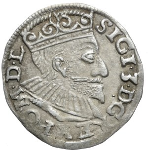 Sigismund III Vasa, trojak 1592, Poznań, wide face of the king, date on the left