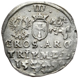 Zygmunt III Waza, trojak 1598, Wilno, falista kryza