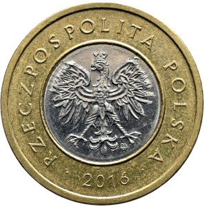 III RP, 2 złote 2016, efektowny destrukt