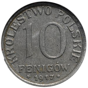 Kingdom of Poland, 10 fenig 1917, inscription near edge. Rare
