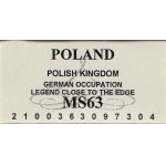 Królestwo Polskie, 10 fenigów 1917, napis blisko obrzeża. Rzadkie