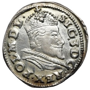 Zygmunt III Waza, trojak 1595, Lublin, data przy herbie Lewart