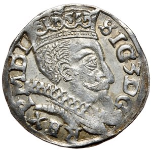 Zygmunt III Waza, trojak 1597, skrócona data w drugim wierszu, monogram Reysnera bez obwódki