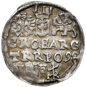 Zygmunt III Waza, trojak 1598, Lublin, skrócona data w drugim wierszu, monogram Reysnera bez obwódki