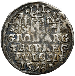 Sigismund III Vasa, Trojak, 1598, Lublin, full date. Iger and Marzêta - a hybrid