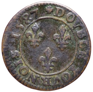 Henry of Valois, double tornois 1587 A, Paris