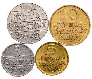 Set of 2 x10 fenigs and 2 x 5 fenigs 1923-1932