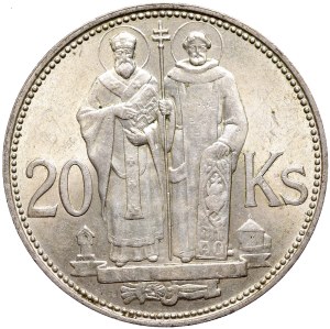 Slovakia, 20 crowns 1941, Cyril and Methodius, double cross. Rarity