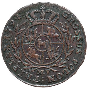 Stanislaw August Poniatowski, trojak 1794 MV, Warsaw, last vintage