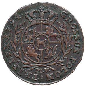 Stanislaw August Poniatowski, trojak 1794 MV, Warsaw, last vintage