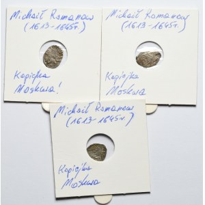 Russia, Mikhail Romanov, set of 3 teardrop kopecks