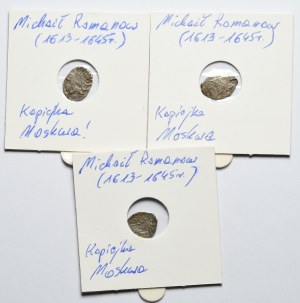 Russia, Mikhail Romanov, set of 3 teardrop kopecks