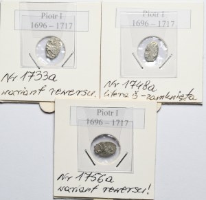Russia, Peter I, Set of 3 teardrop kopecks