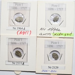 Russia, Peter I, Set of 4 teardrop kopecks