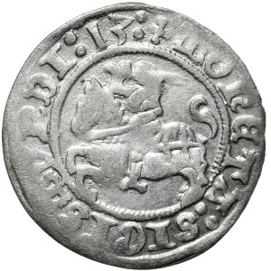 Zygmunt I Stary, półgrosz 1513, Wilno, skrócona data, czterokropek kończy legendę rewersu. Rzadkość.