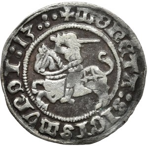 Sigismund I the Old, half-penny 1513, Vilnius, abbreviated date, four dots end the obverse legend.