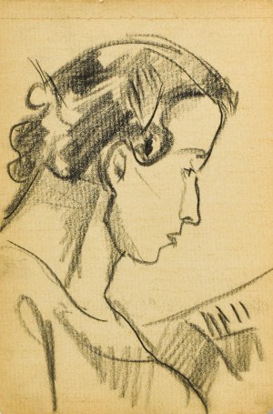 Kazimierz PODSADECKI (1904-1970), Portrait study of a young woman taken from the right profile - P. Przebindowska, September 1937